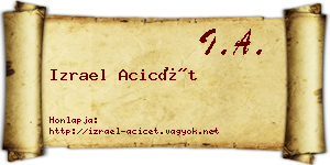 Izrael Acicét névjegykártya